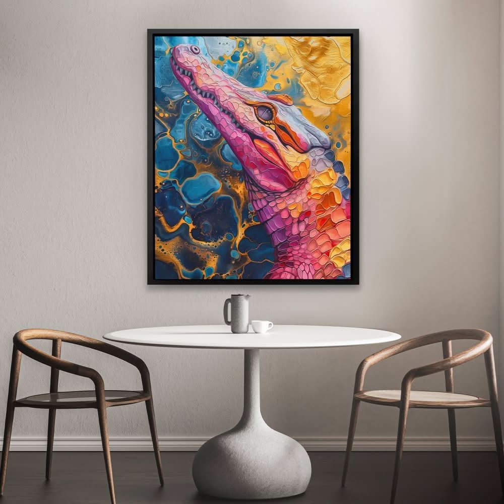 Crocodile Crawl - Abstract Wall Art in Black Frame