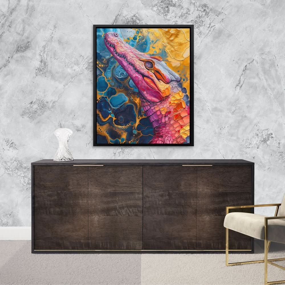 Crocodile Crawl - Maximalist Colorful Canvas Wall Art