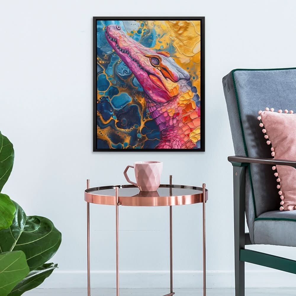 Crocodile Crawl - Blue Wall Art for Living Room