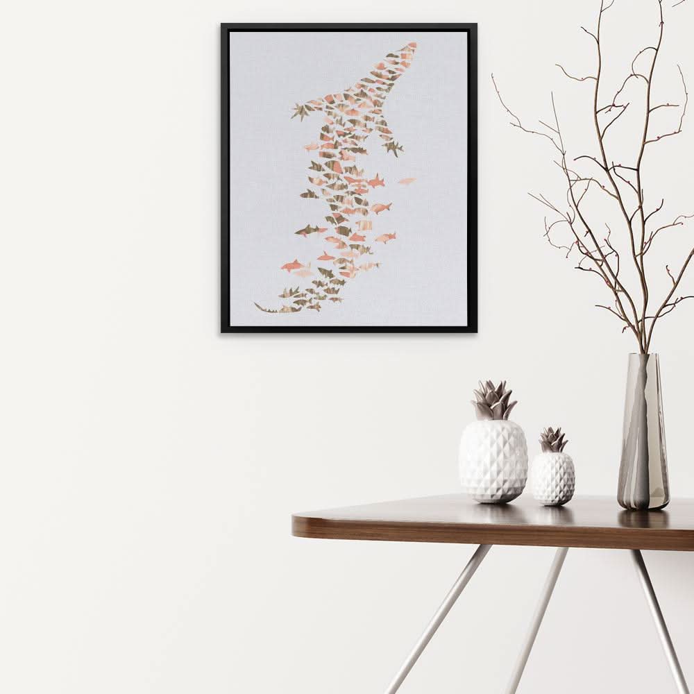 Crocodile in Ocean Forms - Fish Wall Art in Black Frame