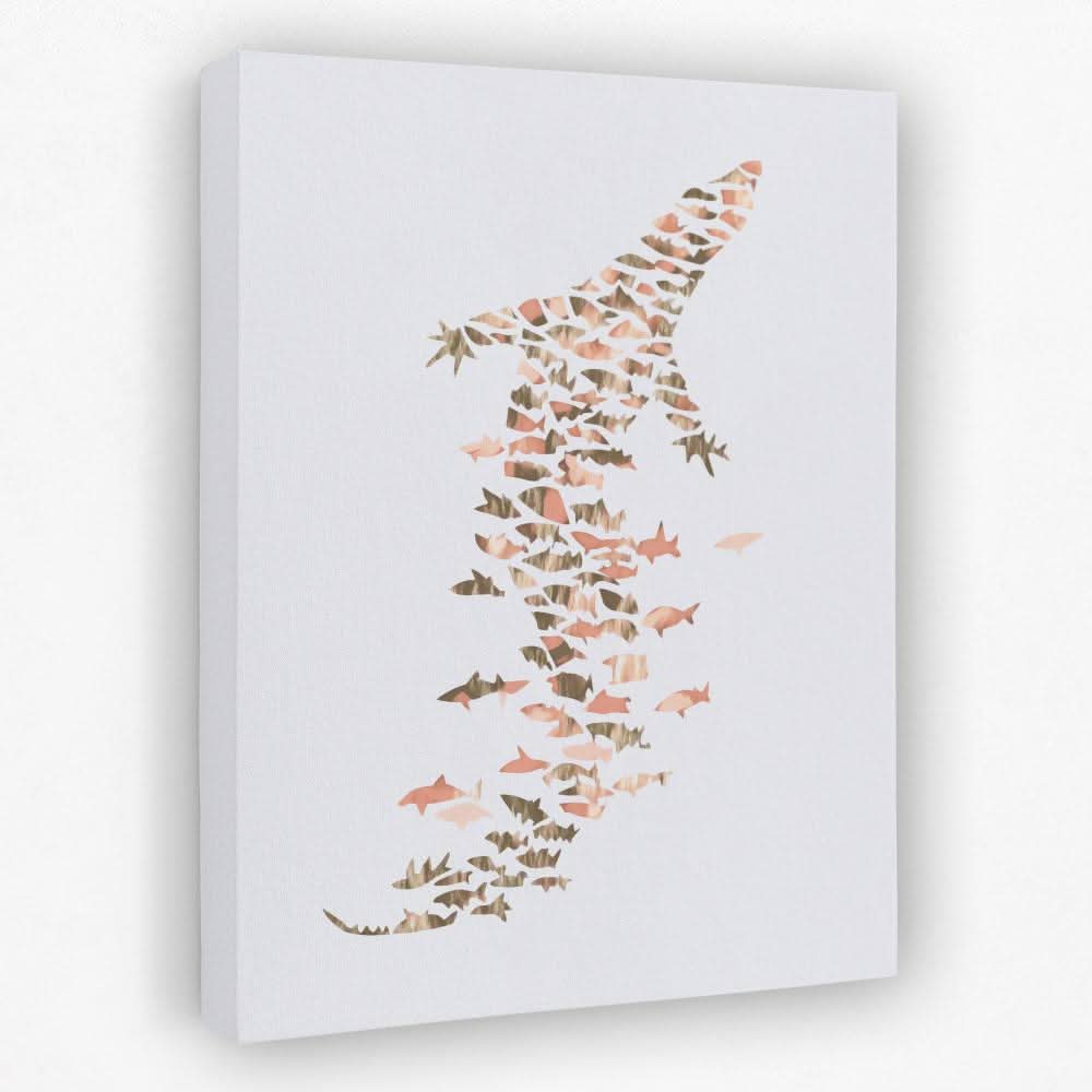 Crocodile in Ocean Forms - Animals Canvas Wall Art