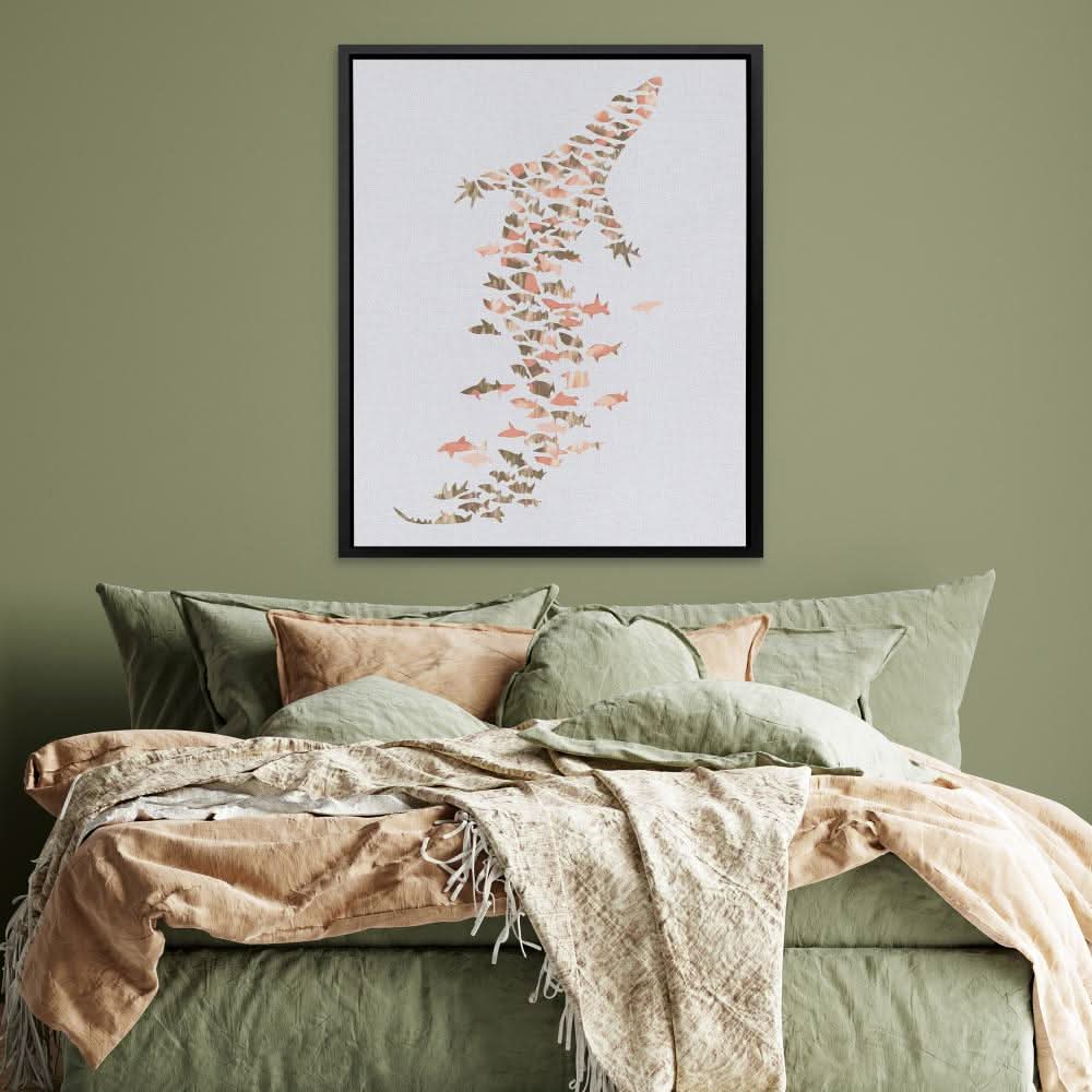 Crocodile in Ocean Forms - Beige Wall Art for Dining Room