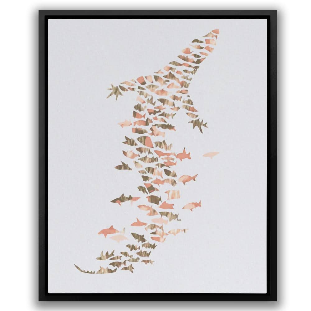 Crocodile in Ocean Forms - Large Abstract Canvas Print