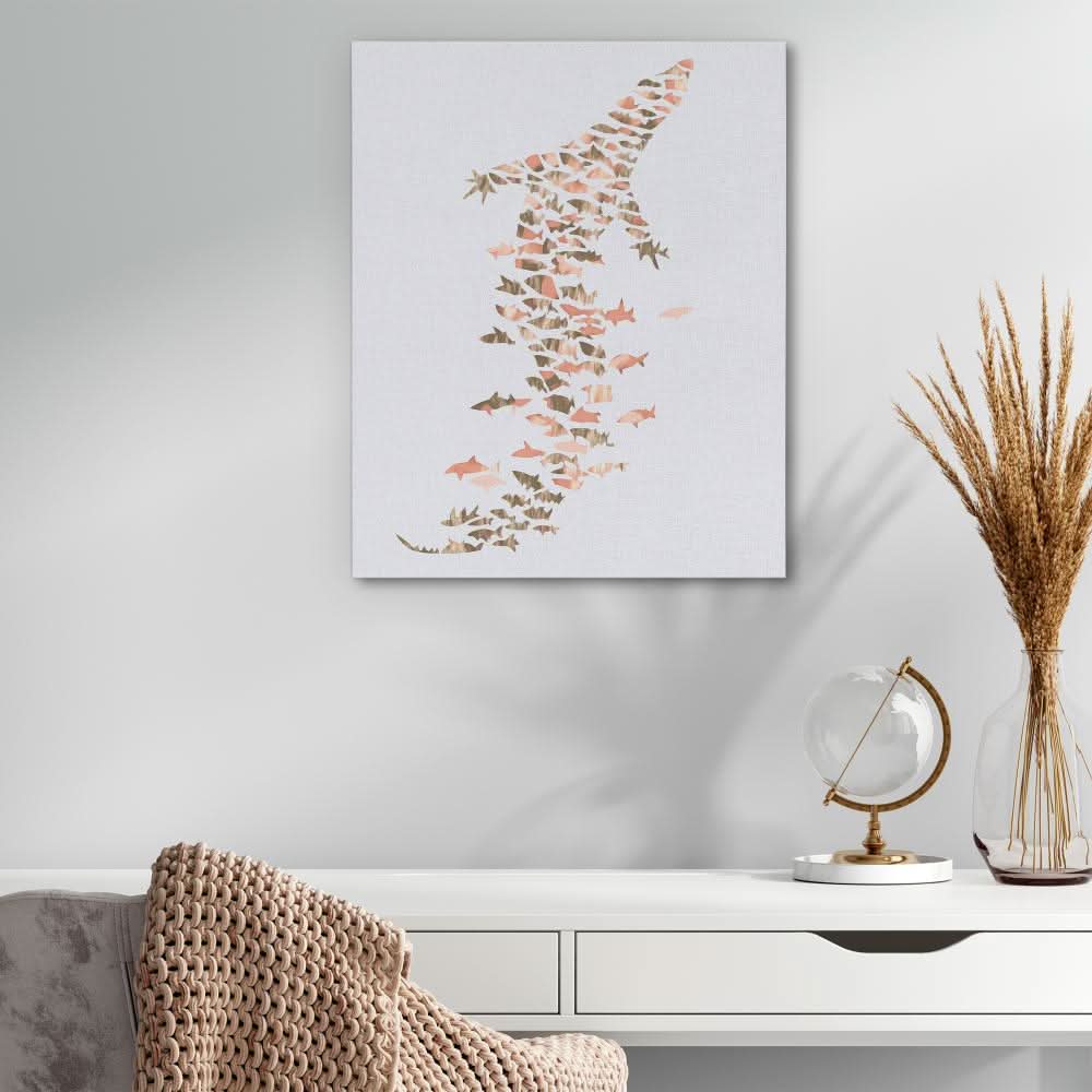 Crocodile in Ocean Forms - Beige Fish Canvas Print