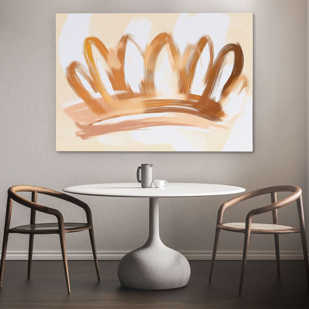 Crown Doodle - Beige Tan Canvas Print