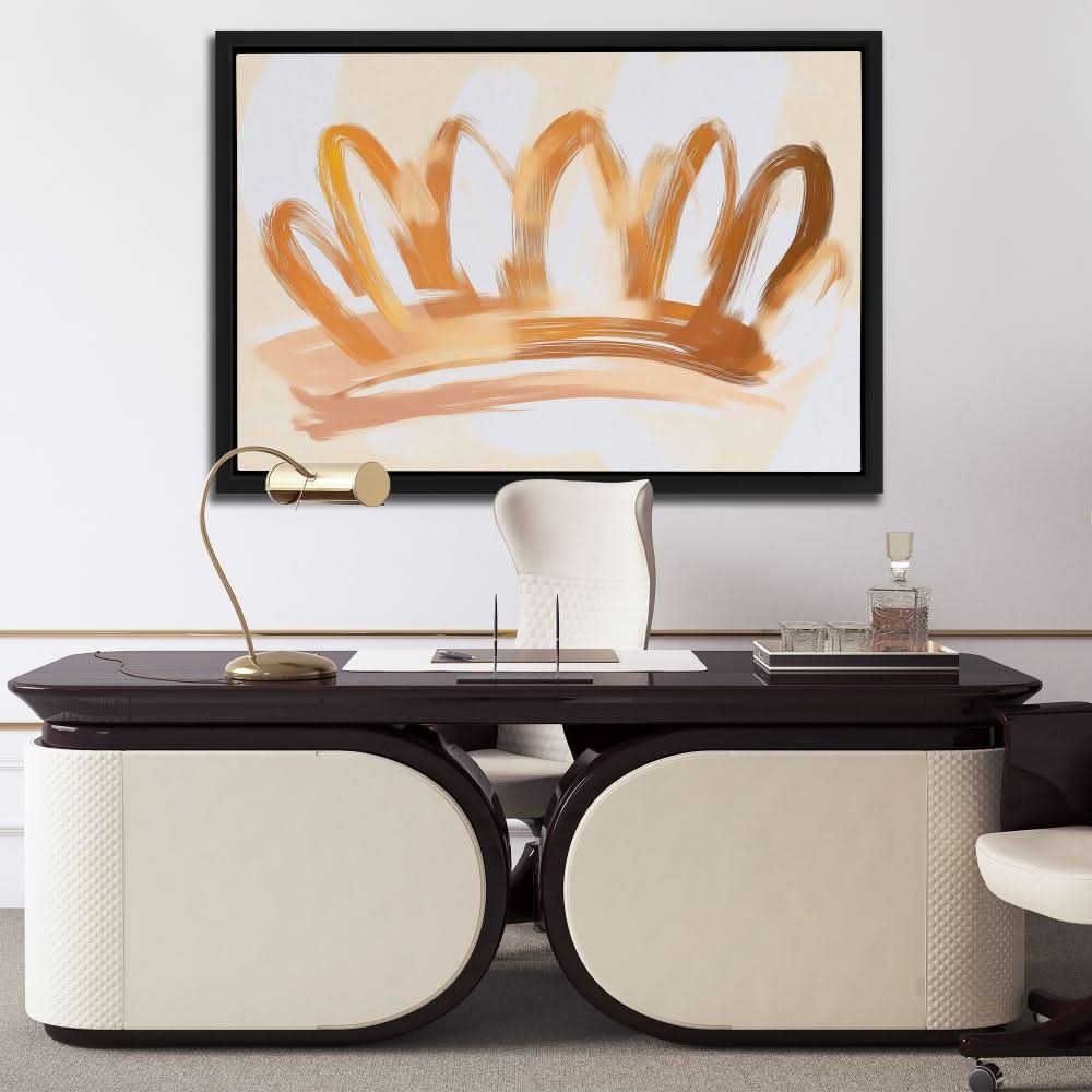 Crown Doodle - Minimalist Wall Art in Black Frame
