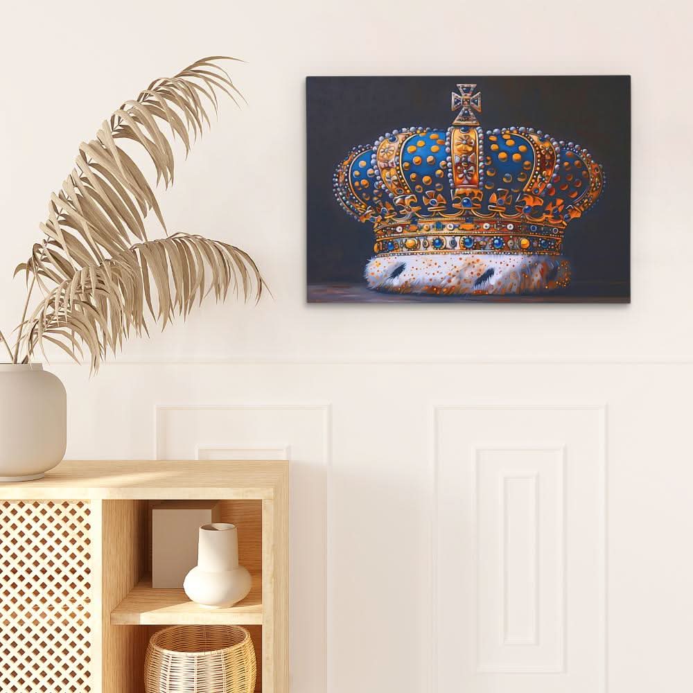 Crown of a Ruler - Blue Wall Art for Living Room