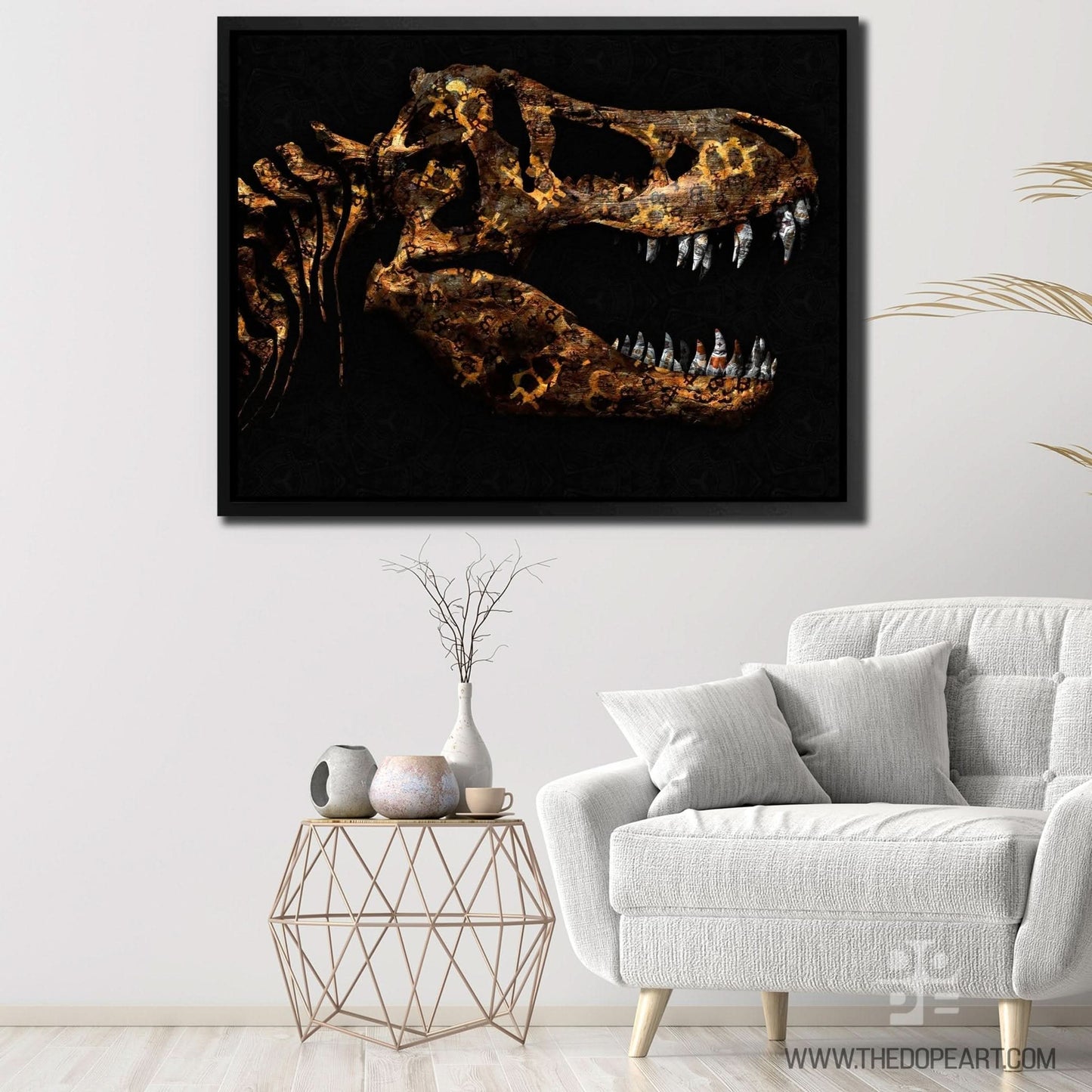 Crypto Dinosaur - Crypto Wall Art in Black Frame