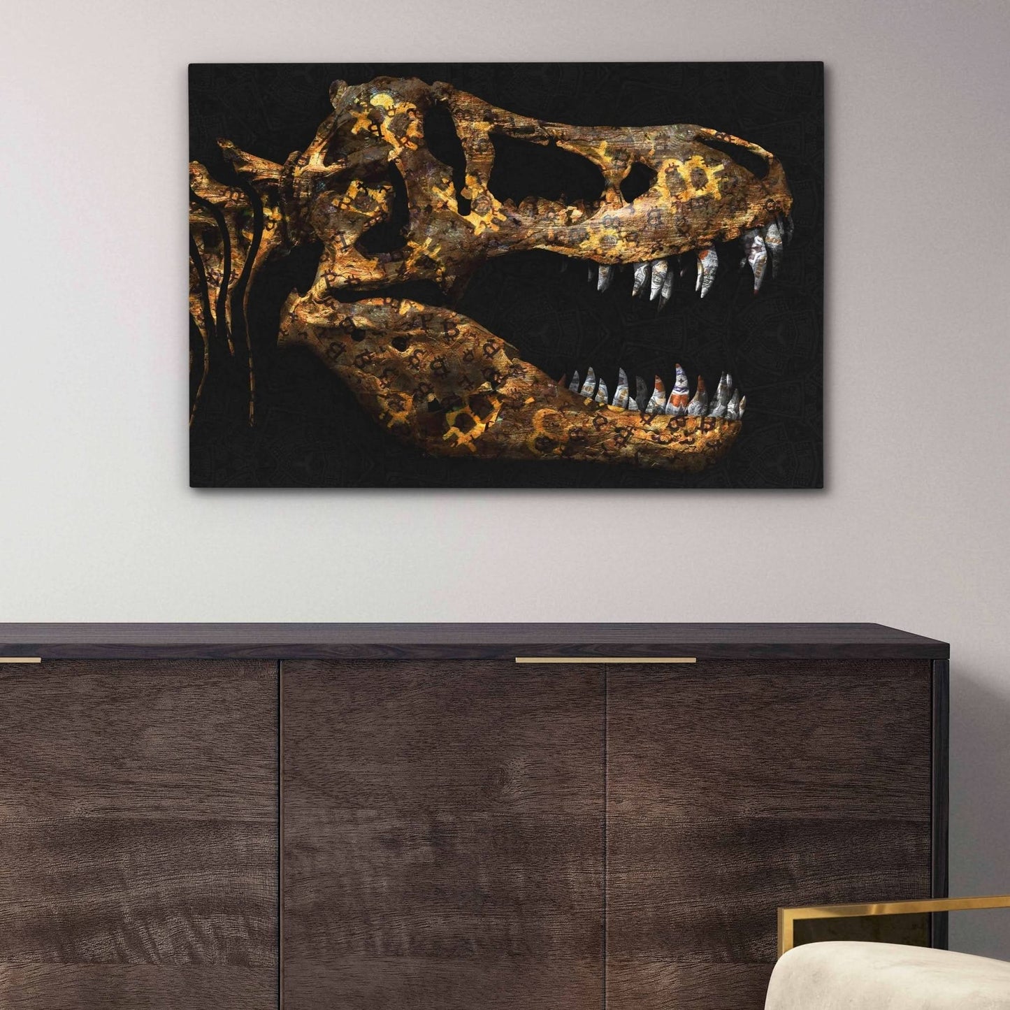Crypto Dinosaur - Oversized Bitcoin Canvas Wall Art