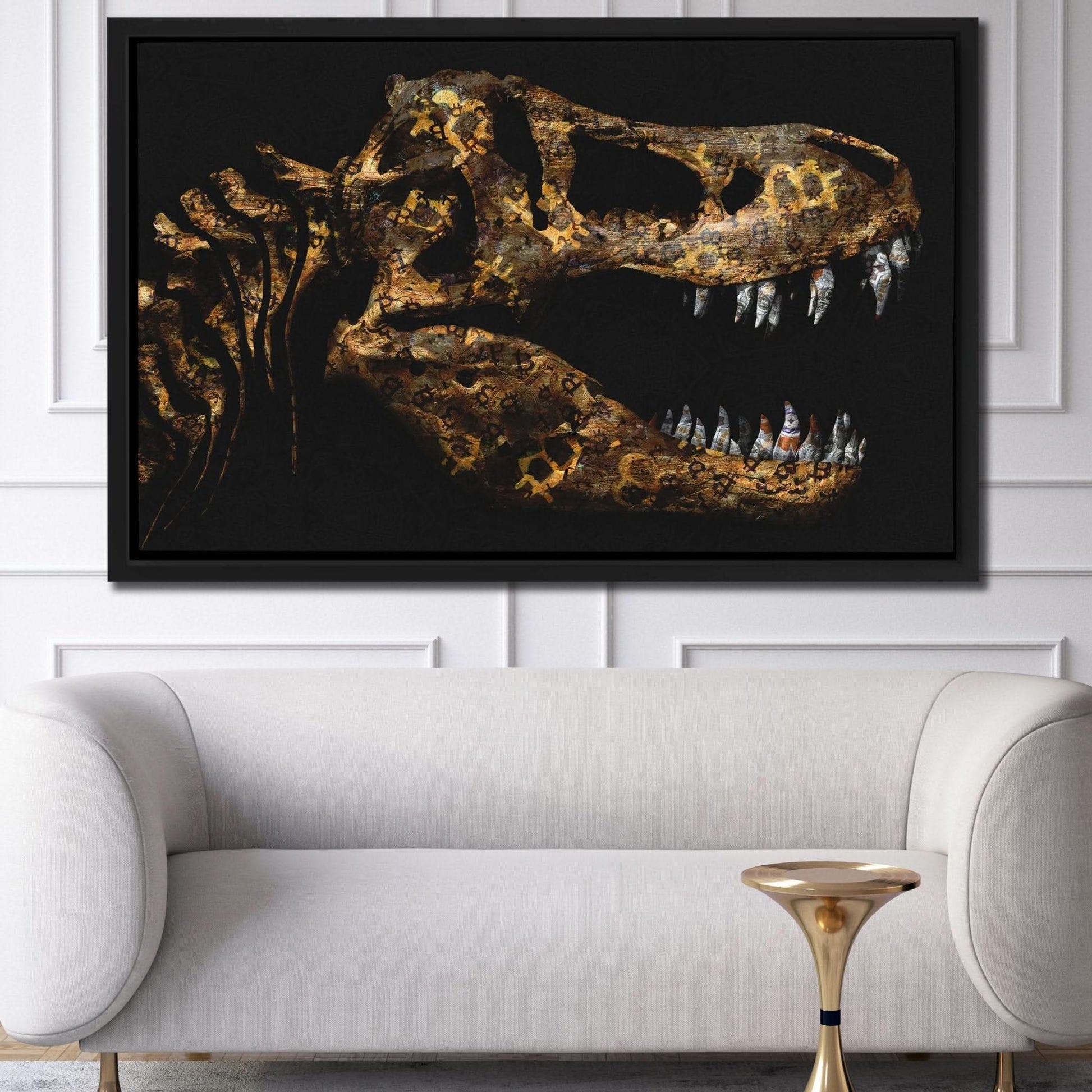 Crypto Dinosaur - Wall Art in Black Frame
