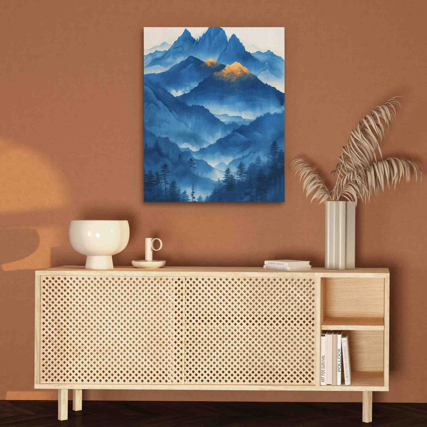 Crystal Cascade - Blue Canvas Wall Art
