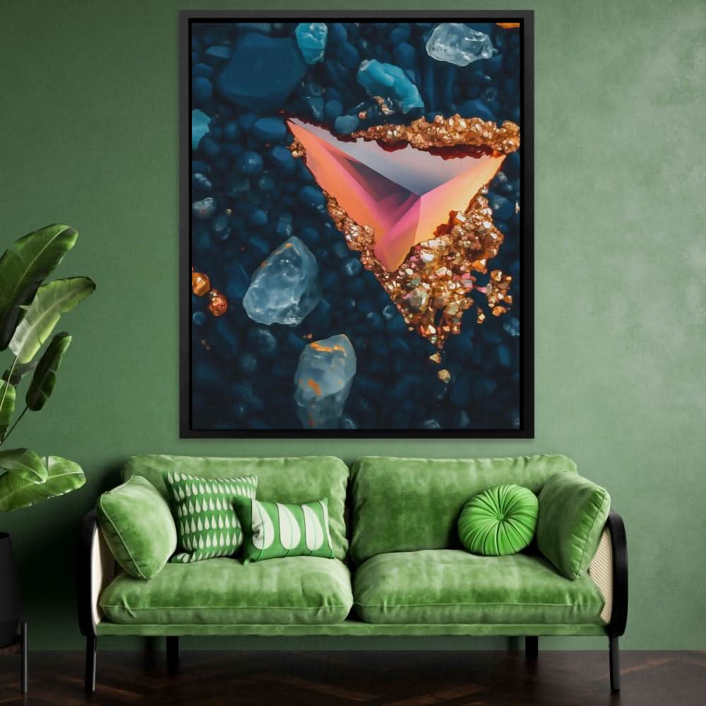 Crystalline Flow - Maximalist Wall Art in Black Frame