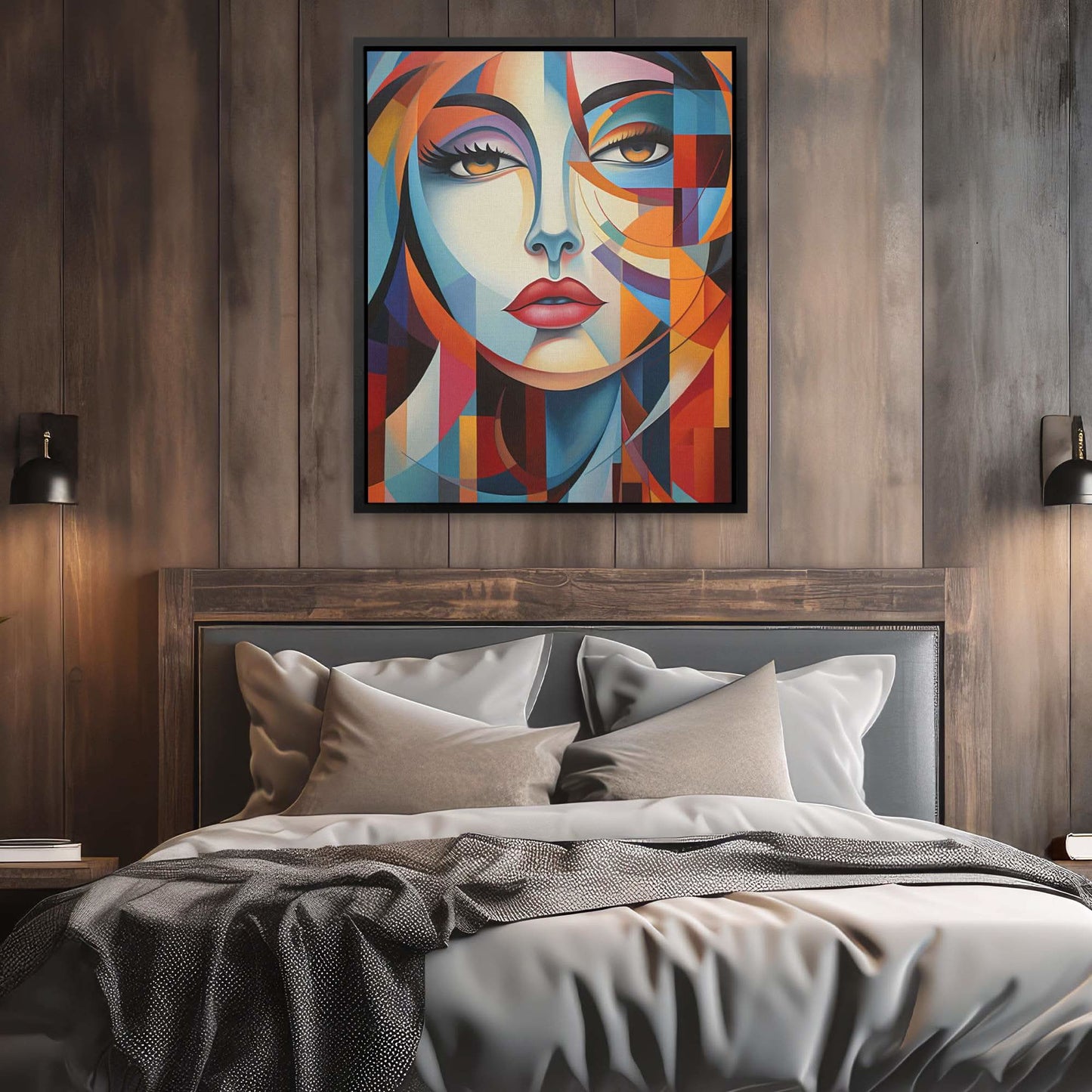 Cubist Abstract - Abstract Wall Art in Black Frame