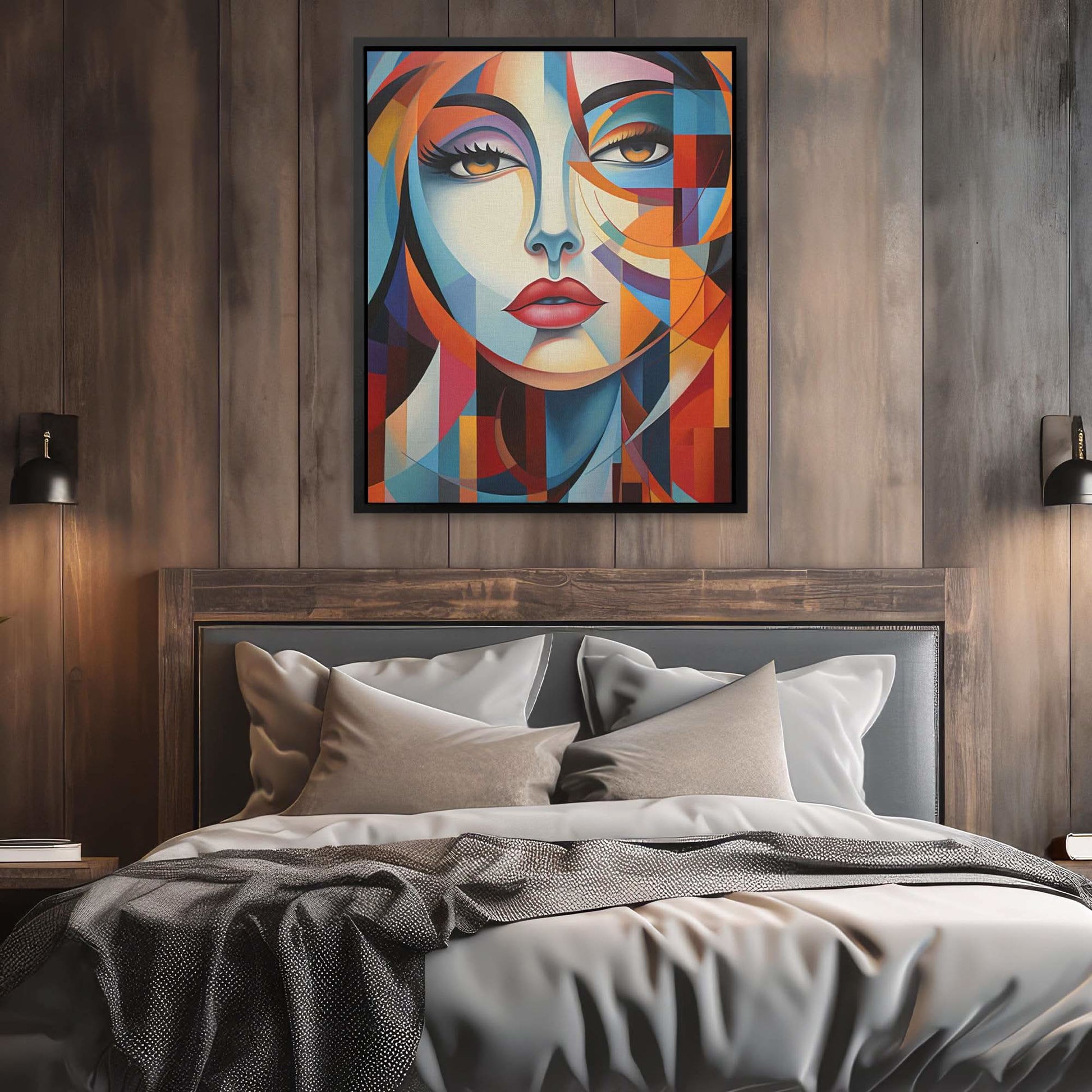 Cubist Abstract - Abstract Wall Art in Black Frame