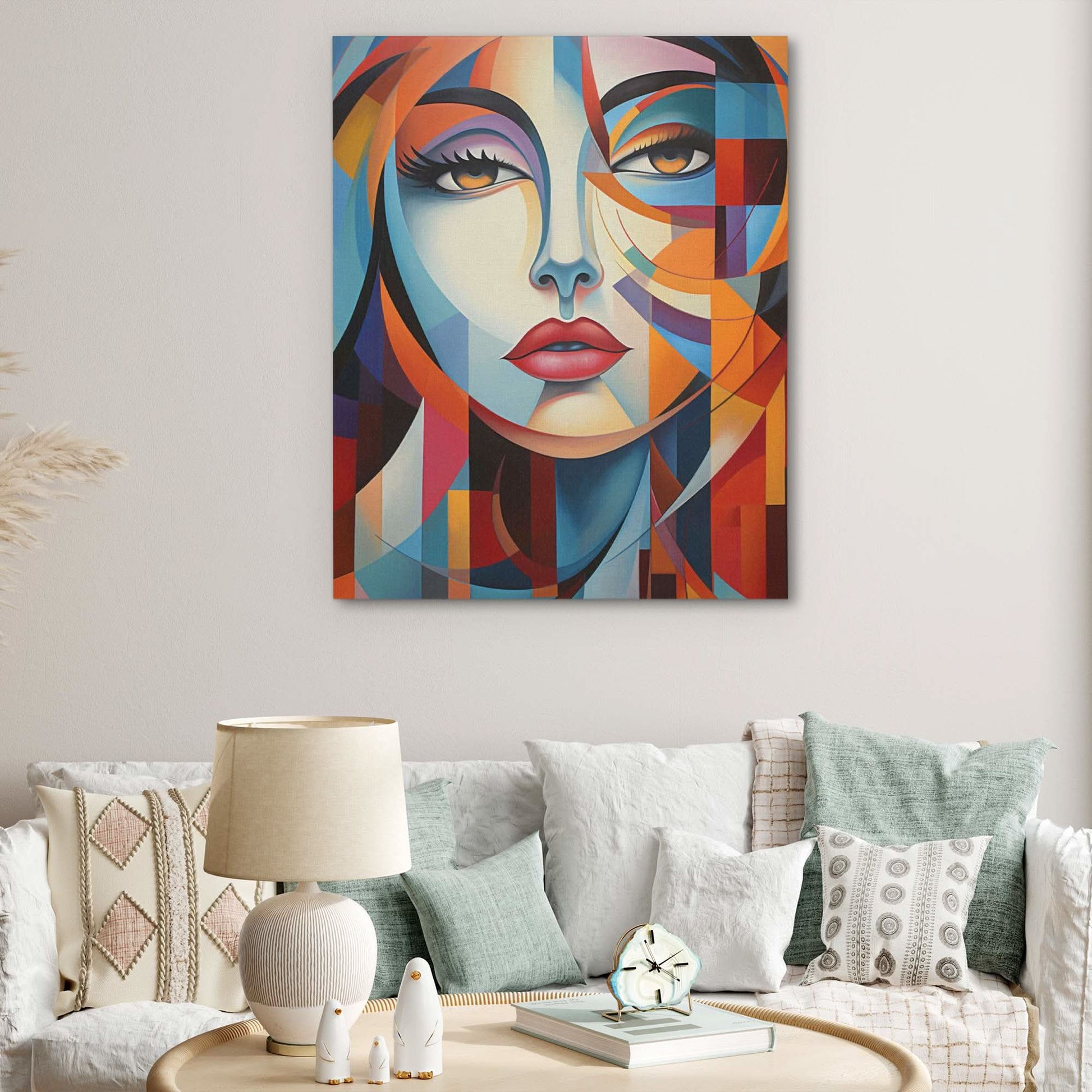 Cubist Abstract - Female Wall Art in Black Frame