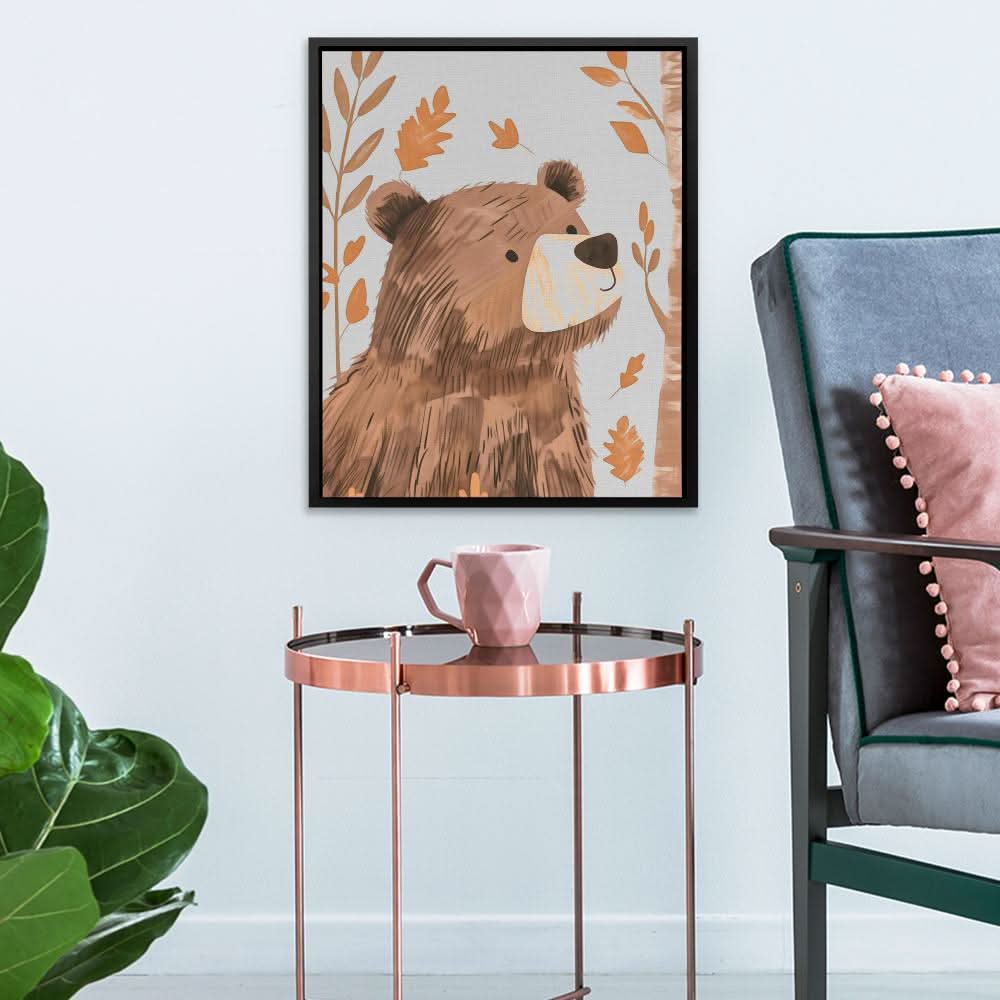 Curious Bear - Beige Fun Canvas Print
