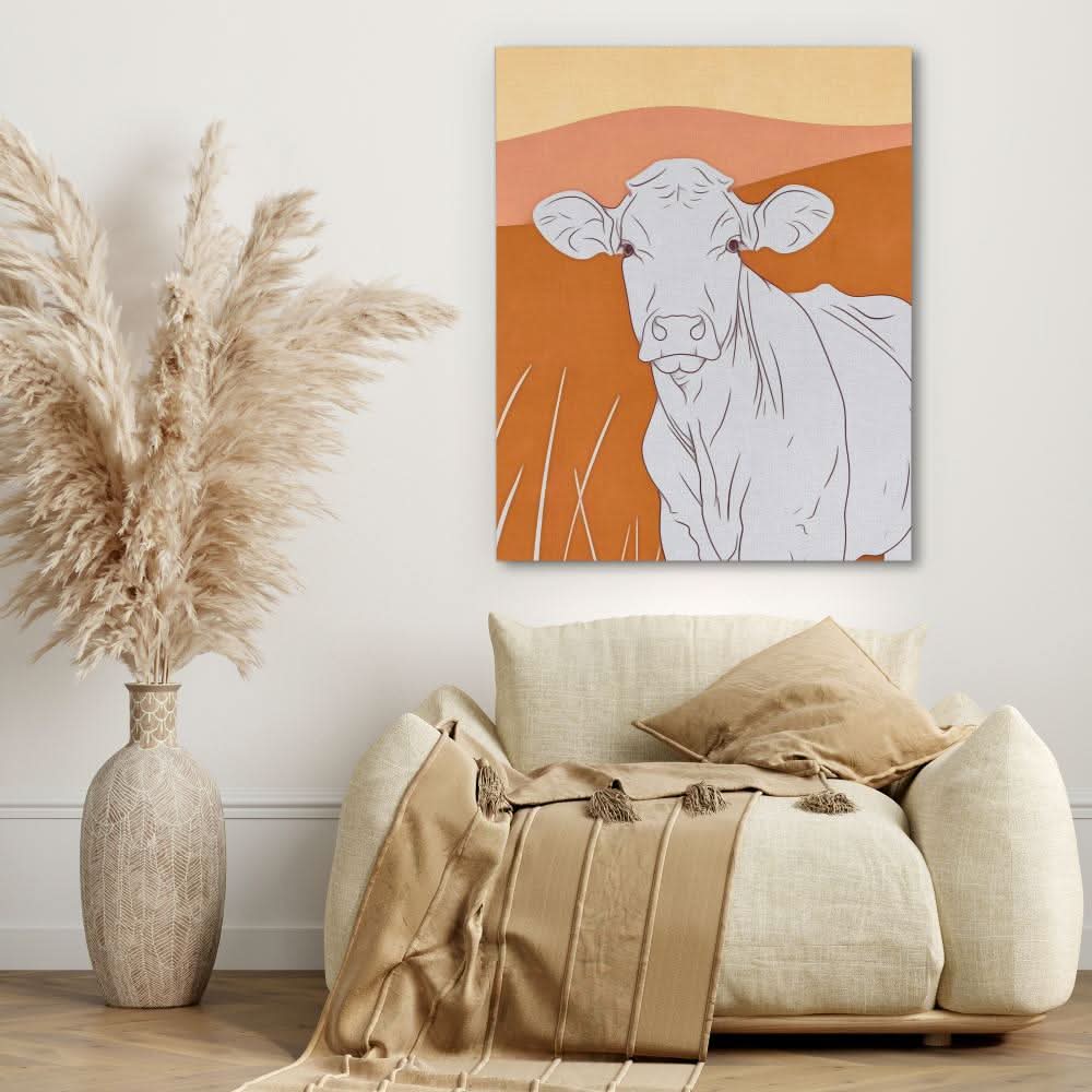 Curious Cow - Animals Wall Art in Black Frame