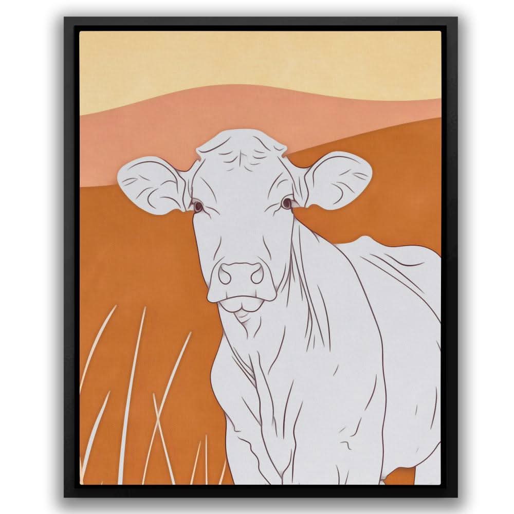 Curious Cow - Wall Art in Black Frame