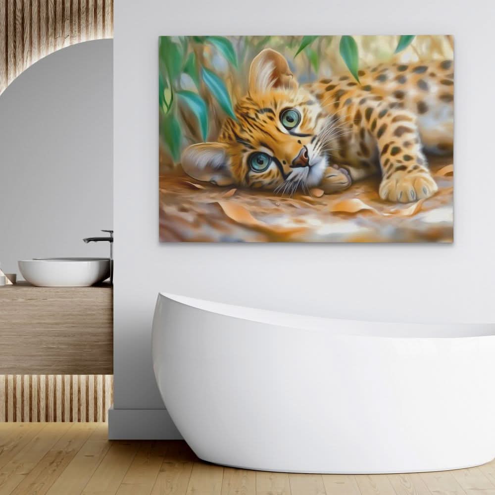 Curious Leopard Cub - Large Canvas Print