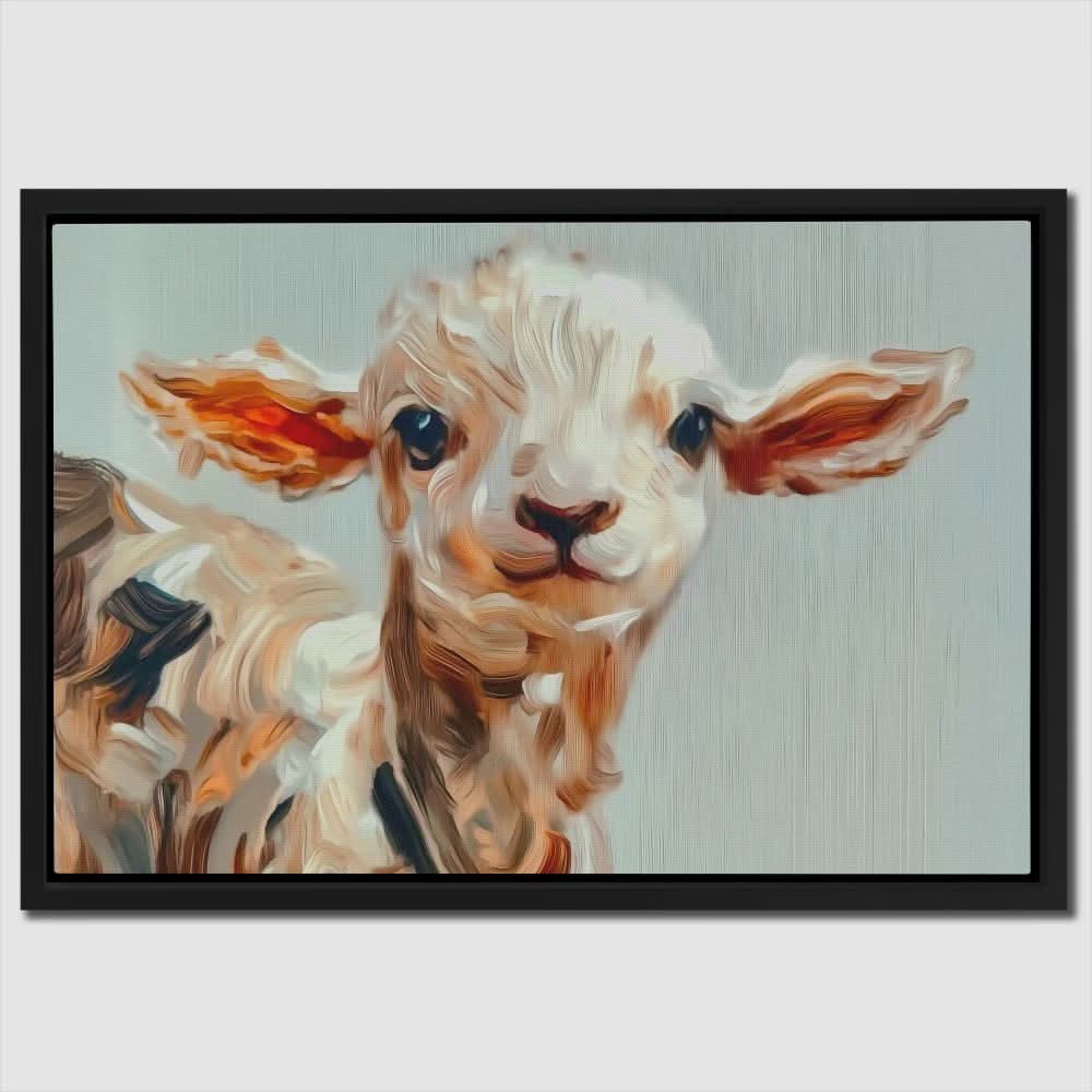 Cute Lamb Close-Up - Earth Tones Wall Art for Hallway