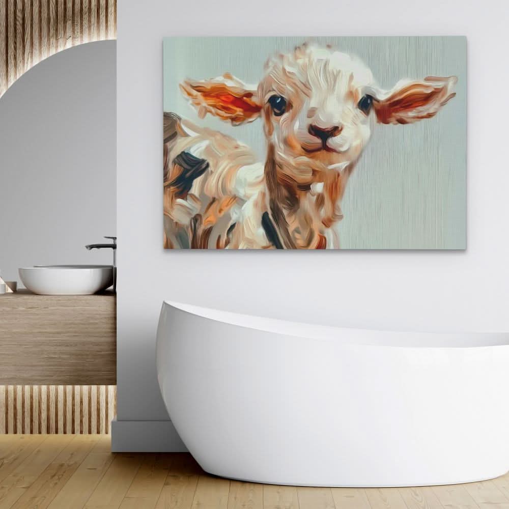Cute Lamb Close-Up - Earth Tones Baby Animal Canvas Print