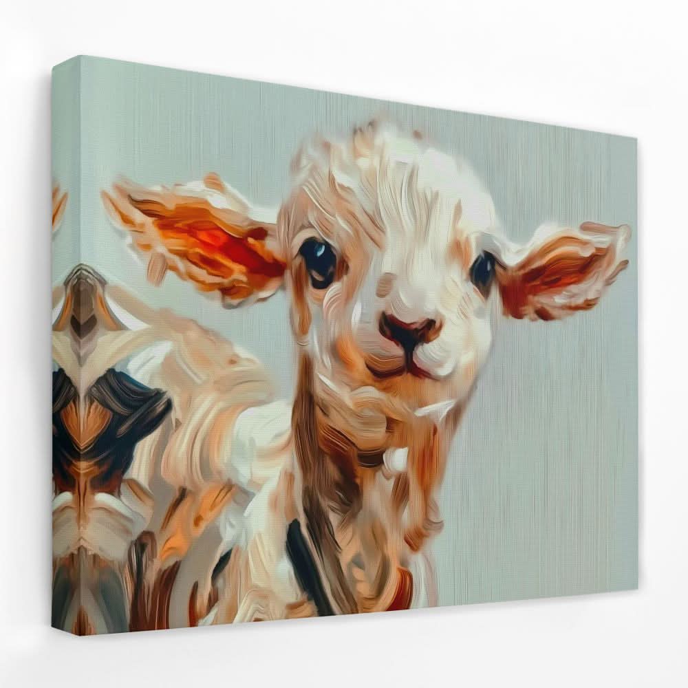 Cute Lamb Close-Up - Animals Canvas Wall Art
