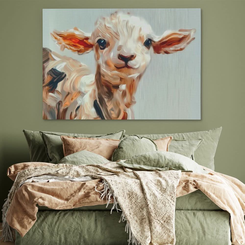 Cute Lamb Close-Up - Large Canvas Print