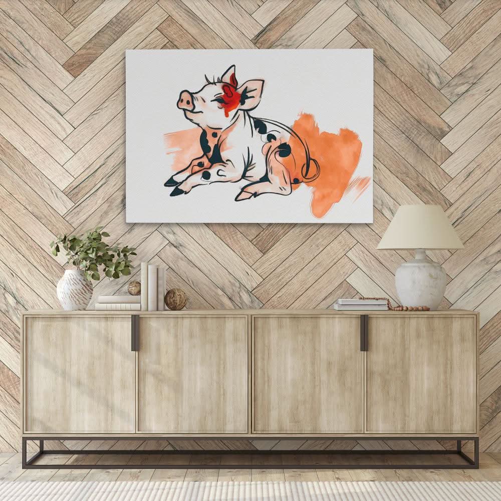 Cute Piggy - Large Canvas Print