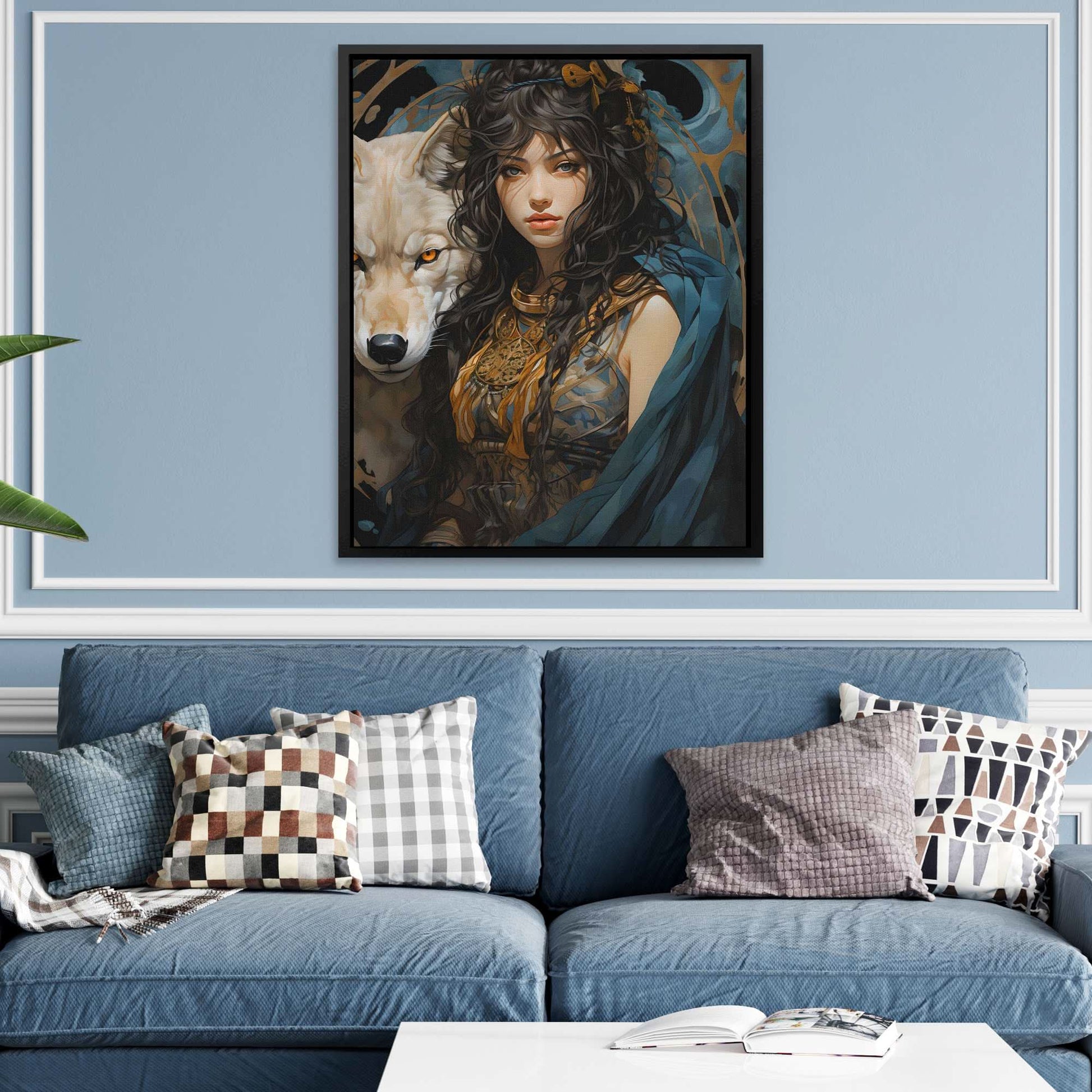 Cyan Canine - Large Fantasy Canvas Print