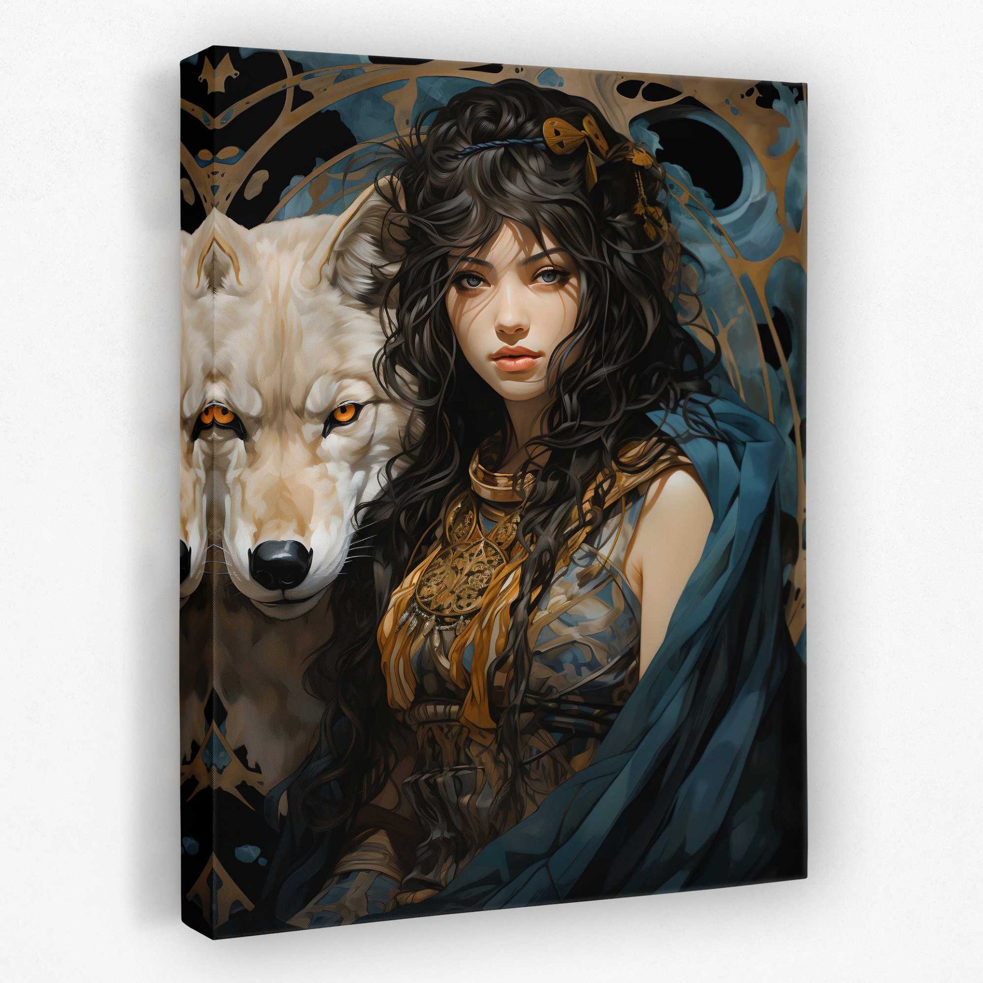Cyan Canine - Portrait Canvas Wall Art