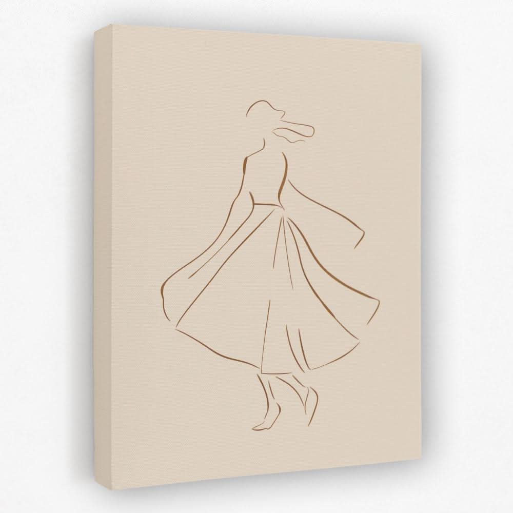 Dancing Figure - Line Art Canvas Wall Art