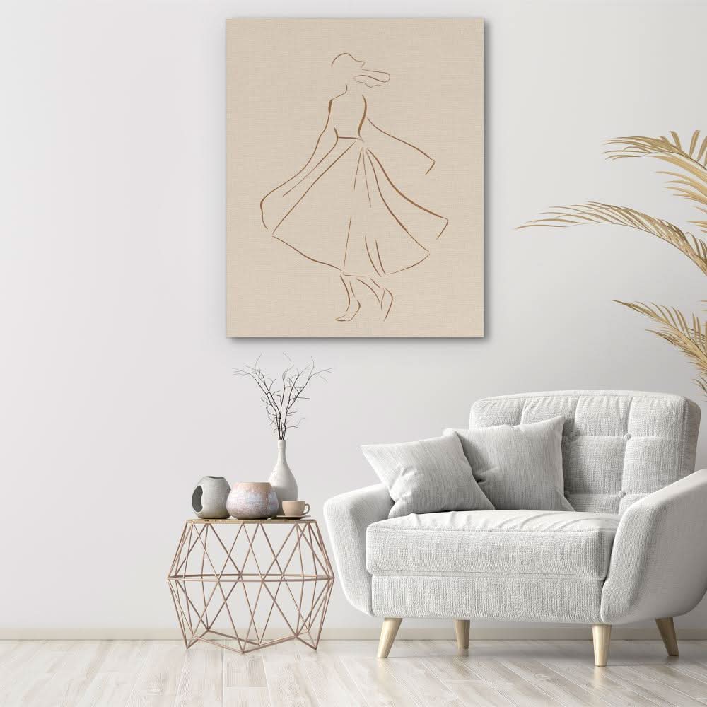 Dancing Figure - Line Art Wall Art in Black Frame