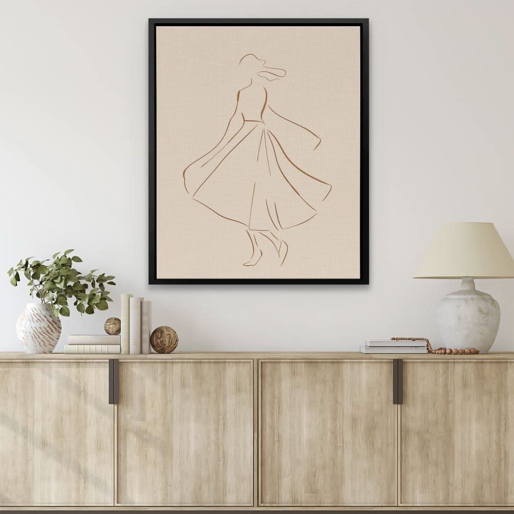 Dancing Figure - Beige Wall Art for Home Office