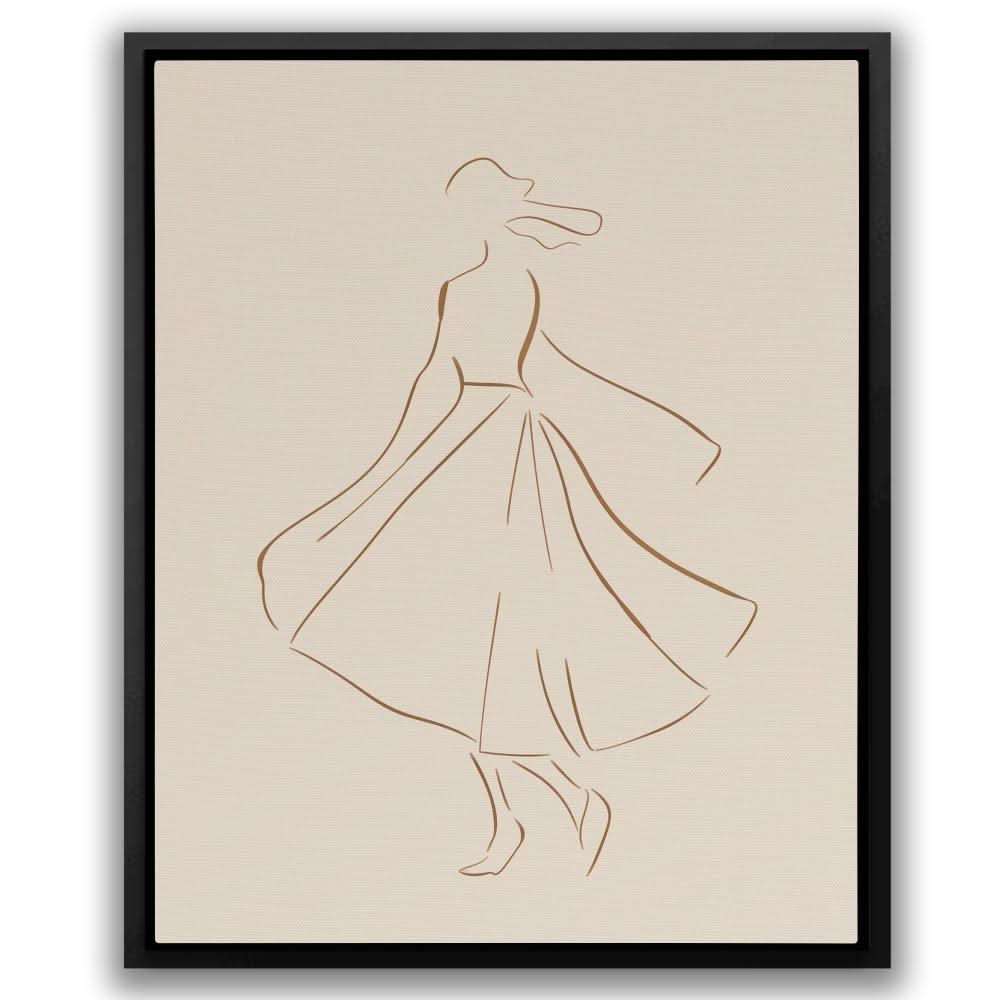 Dancing Figure - Minimalist Brown Canvas Wall Art