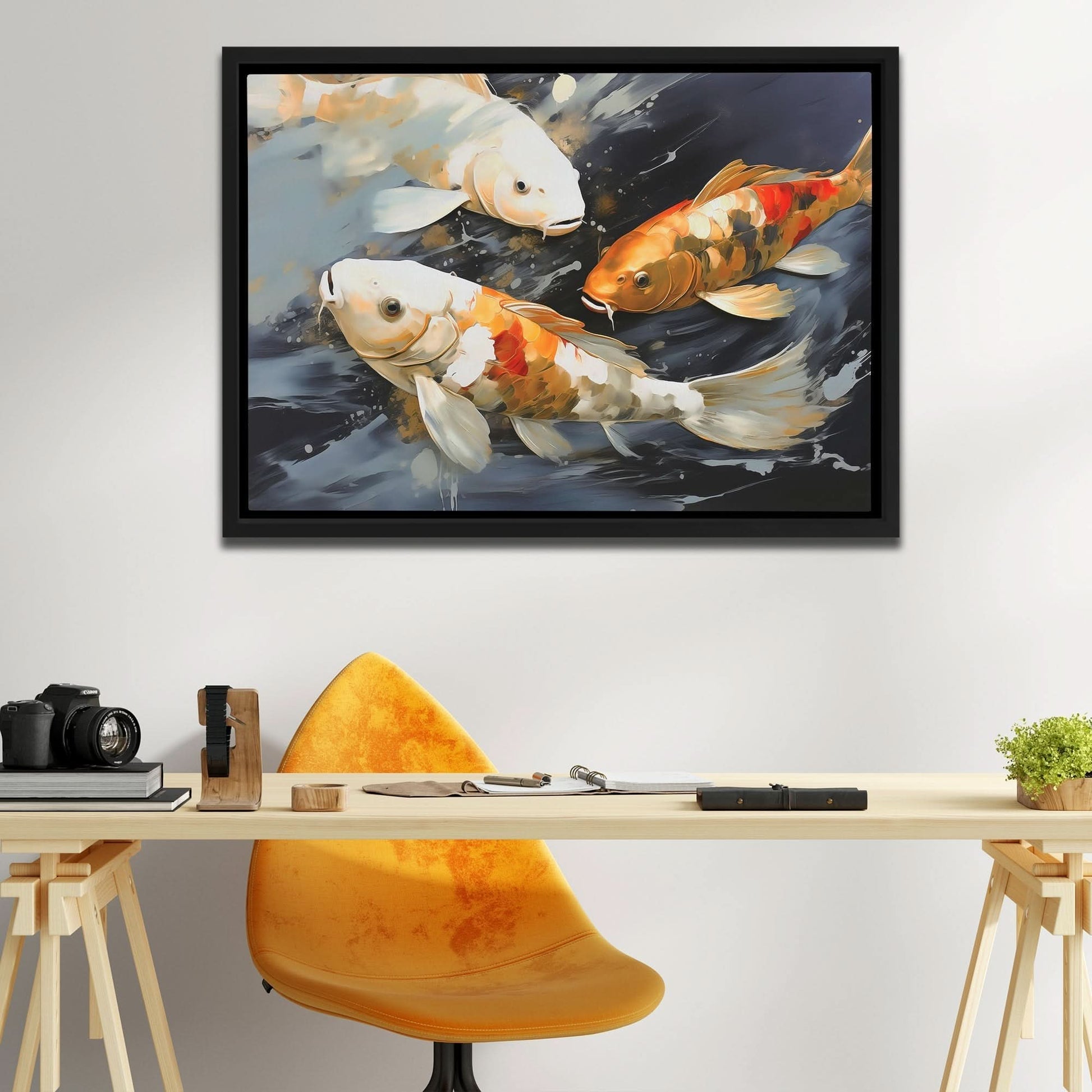 Dancing Koi - Orange Horizontal Canvas Print
