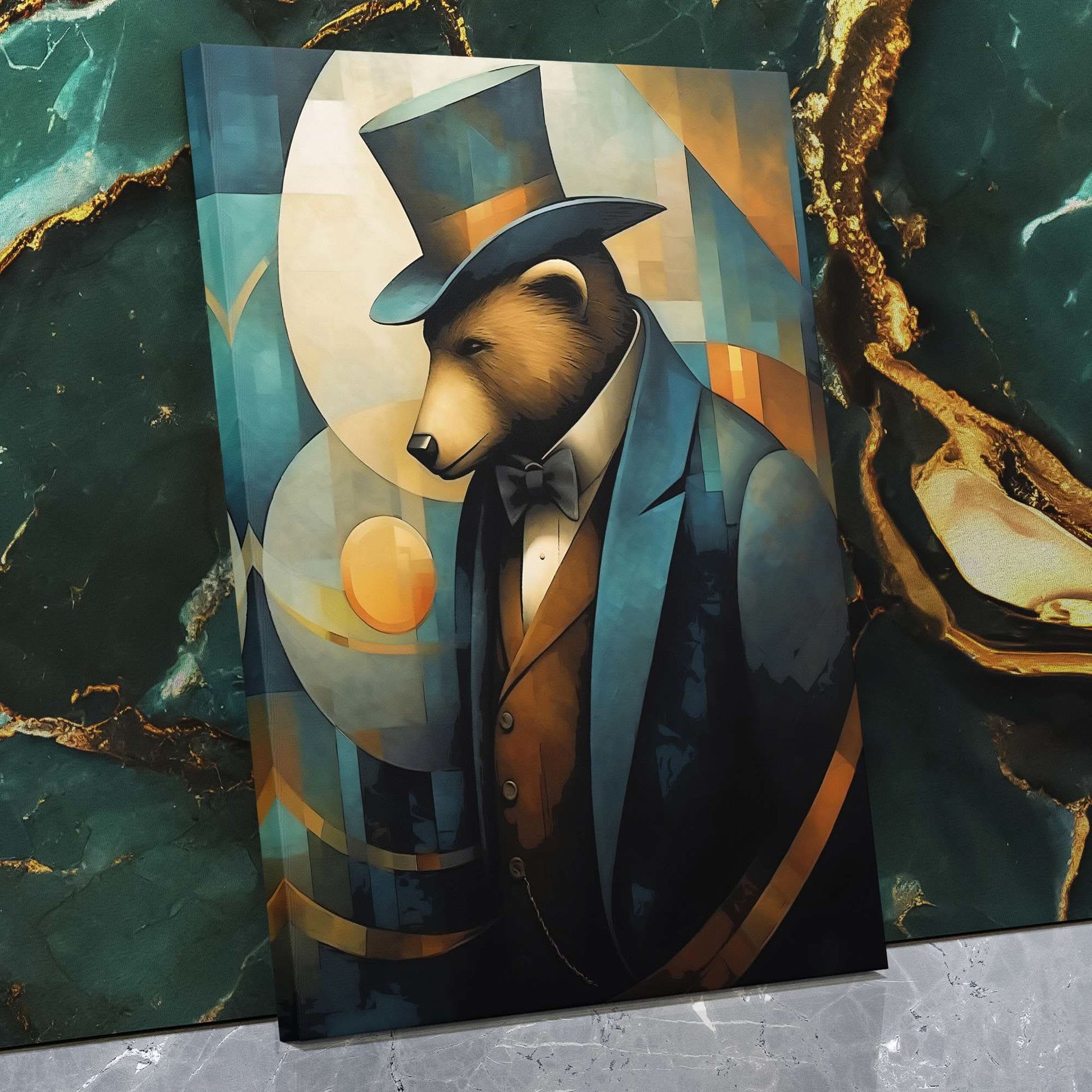 Dapper Bear - Wall Art in Black Frame