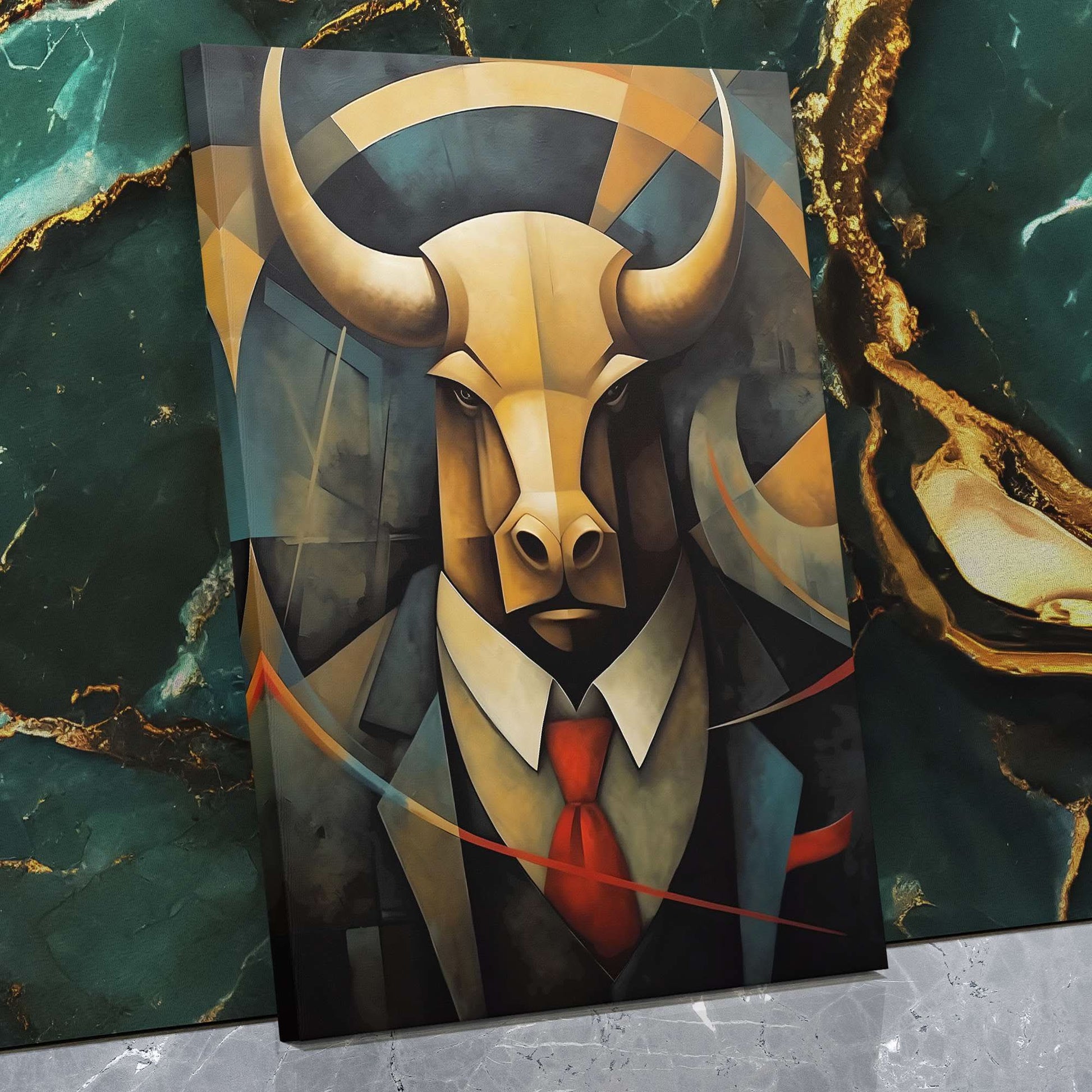 Dapper Bull - Beige Bull Canvas Print