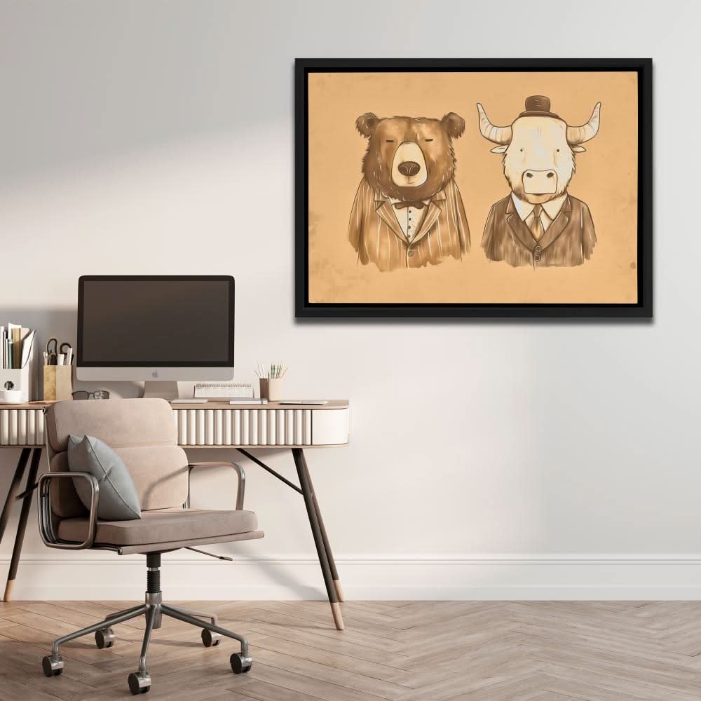 Dapper Traders - Beige Bull Canvas Print