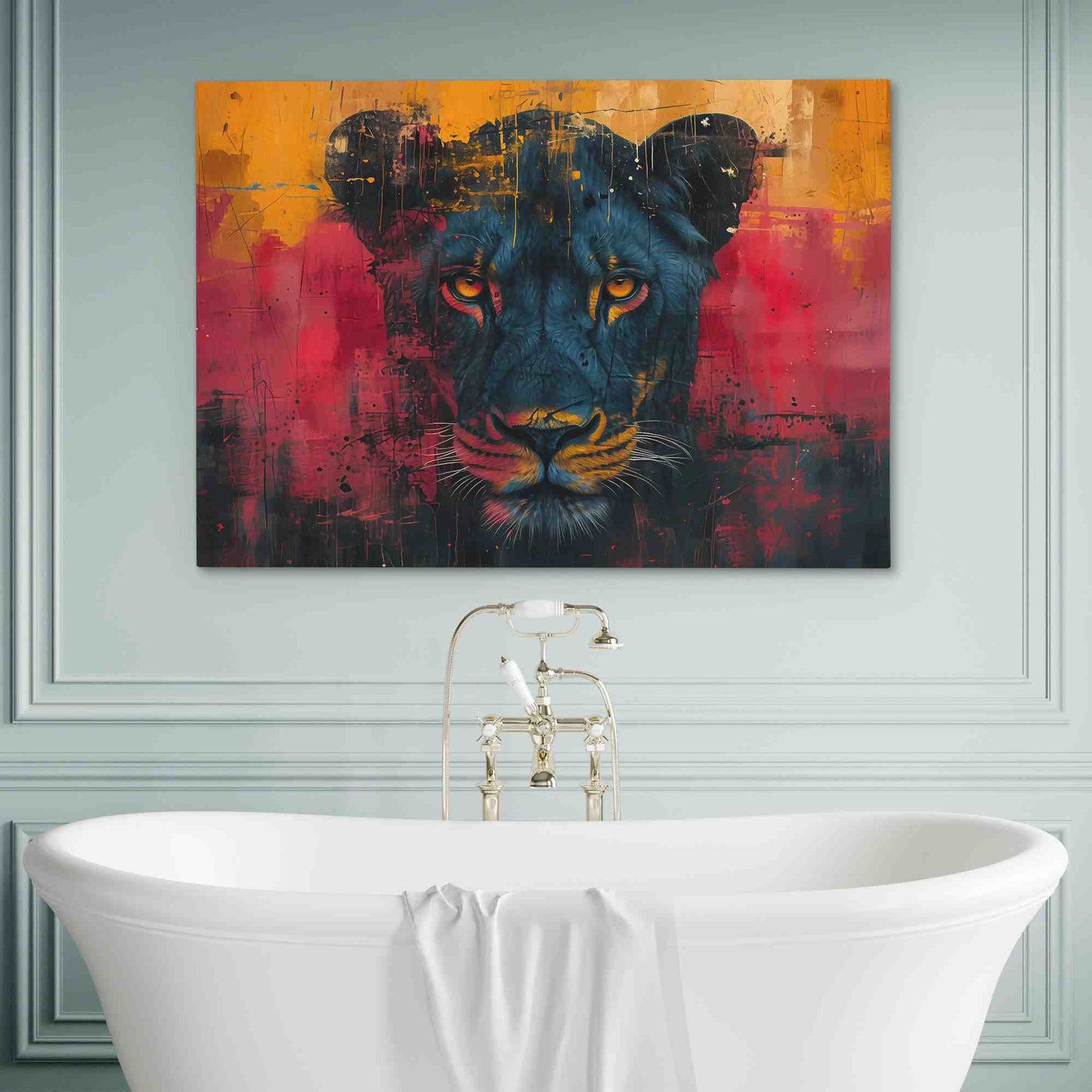 Daring Lioness - Wall Art in Black Frame