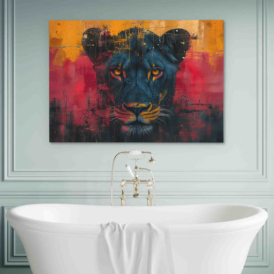 Daring Lioness - Wall Art in Black Frame