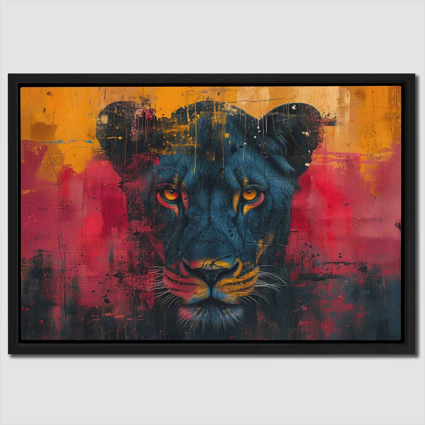 Daring Lioness - Red Animals Canvas Print
