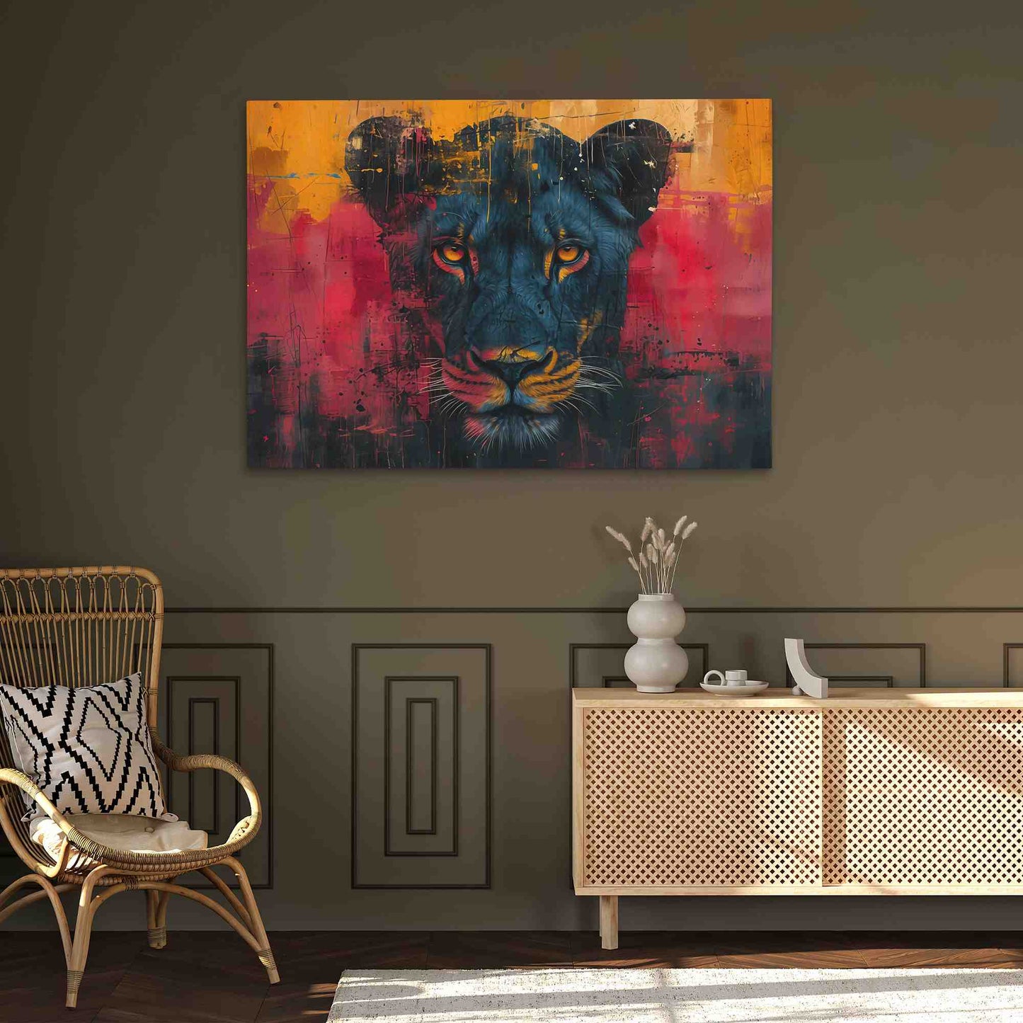 Daring Lioness - Large Canvas Print
