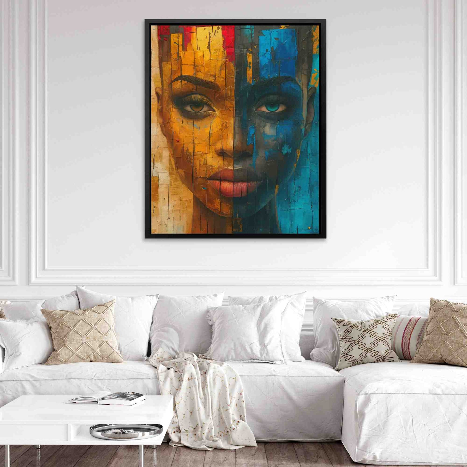 Dark Gold Queen - Female Wall Art in Black Frame