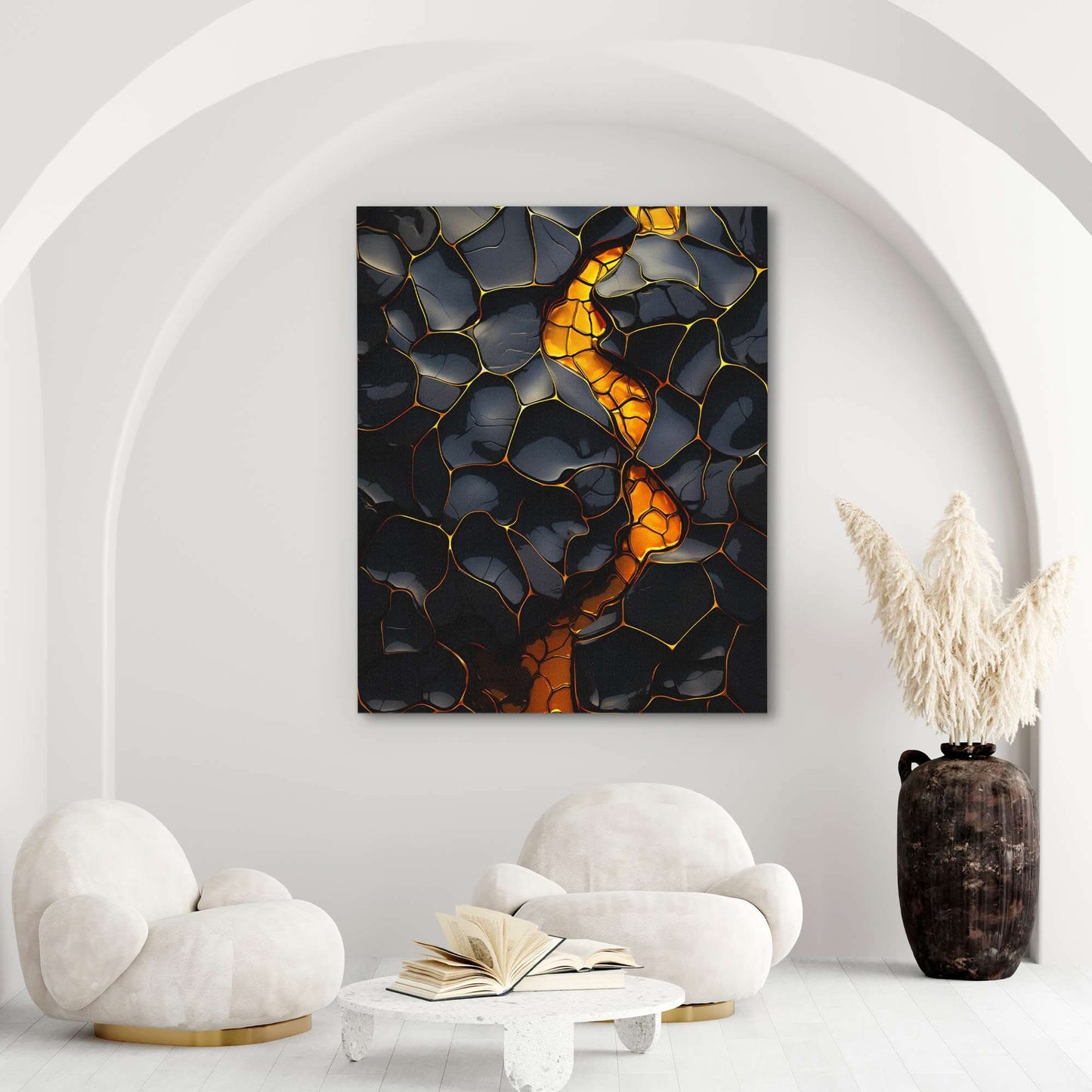 Dark Honey - Abstract Wall Art in Black Frame