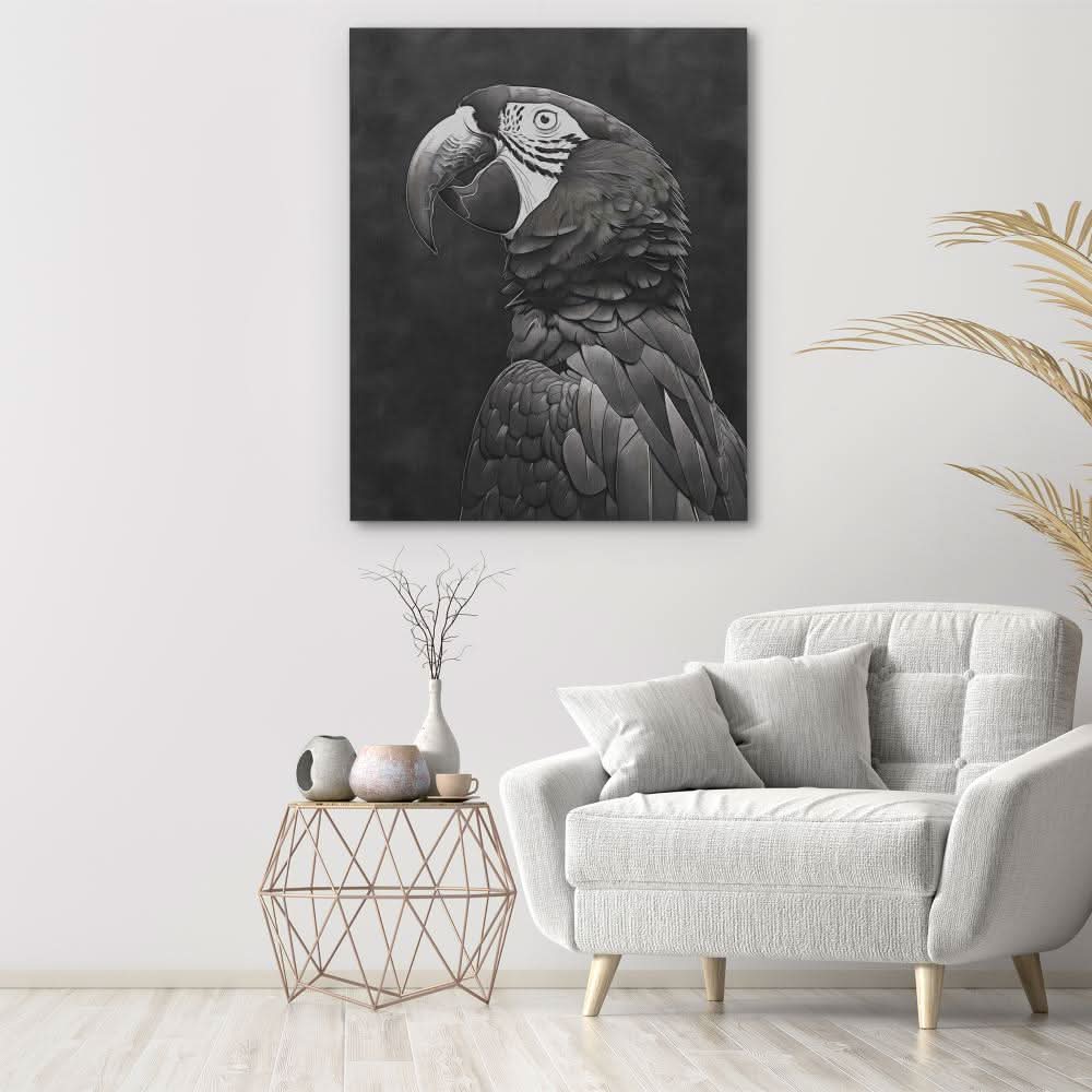 Dark Parrot - Contemporary Wall Art in Black Frame