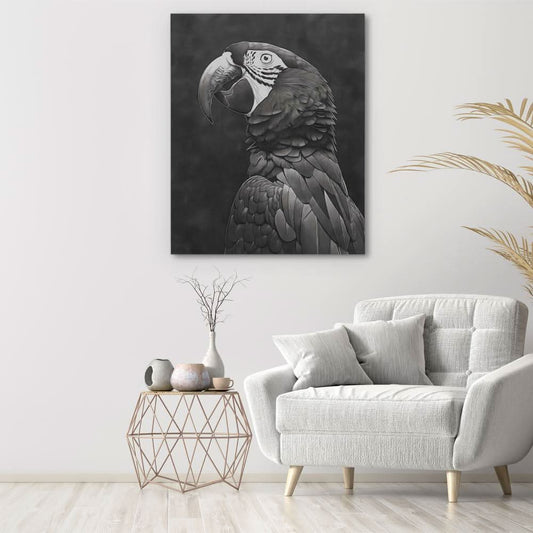 Dark Parrot - Contemporary Wall Art in Black Frame