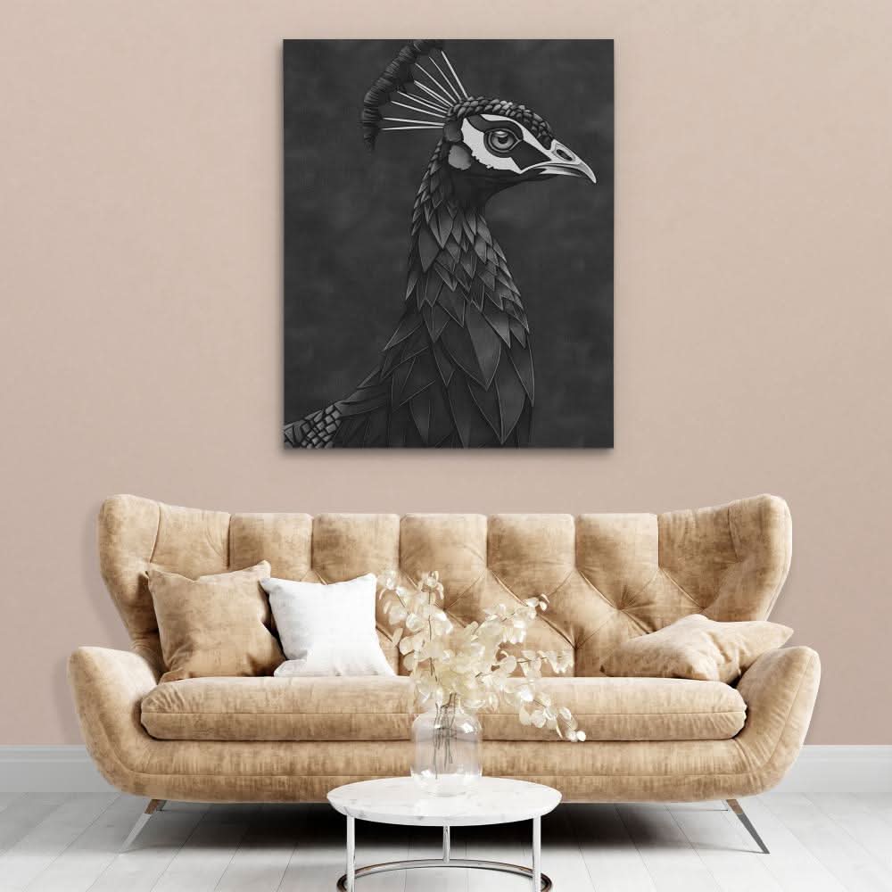 Dark Peacock - Large Contemporary Canvas Print
