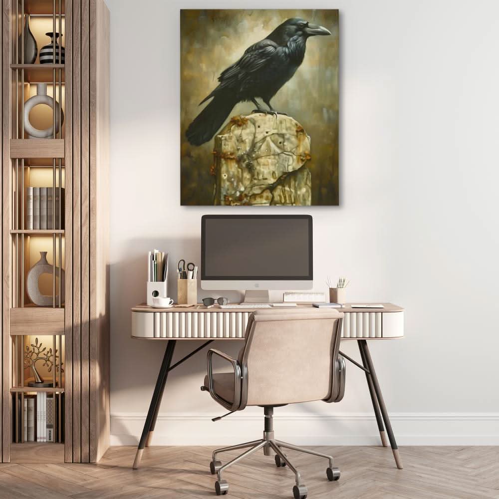 Dark Raven - Contemporary Wall Art in Black Frame