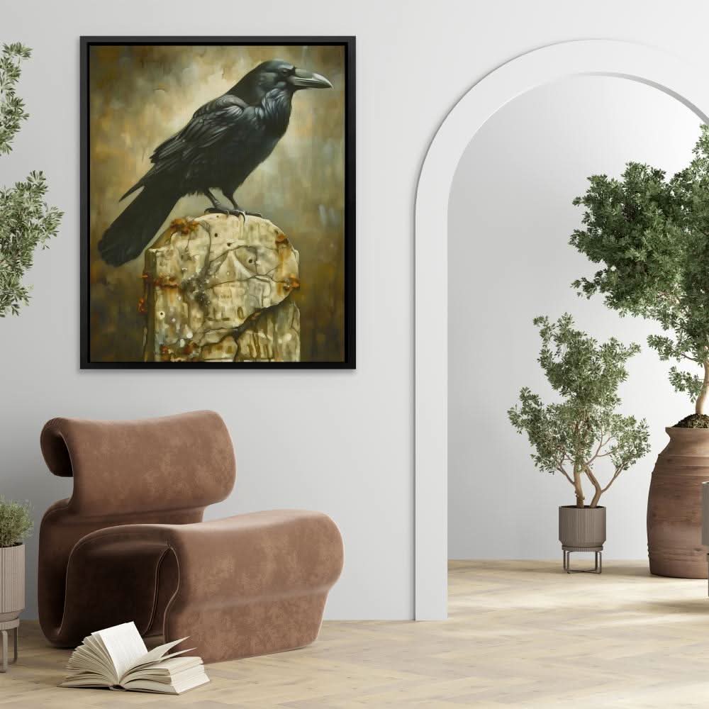 Dark Raven - Black Gray Canvas Print