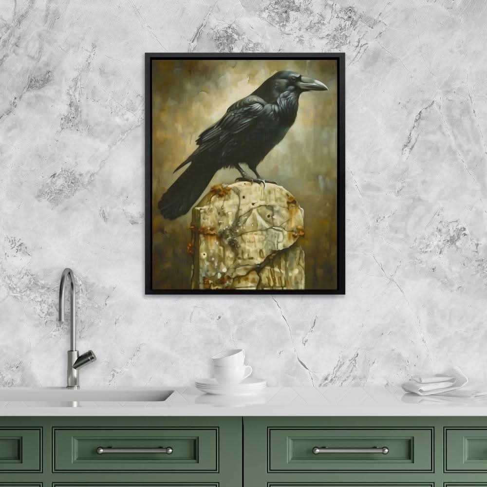Dark Raven - Contemporary Black Canvas Wall Art